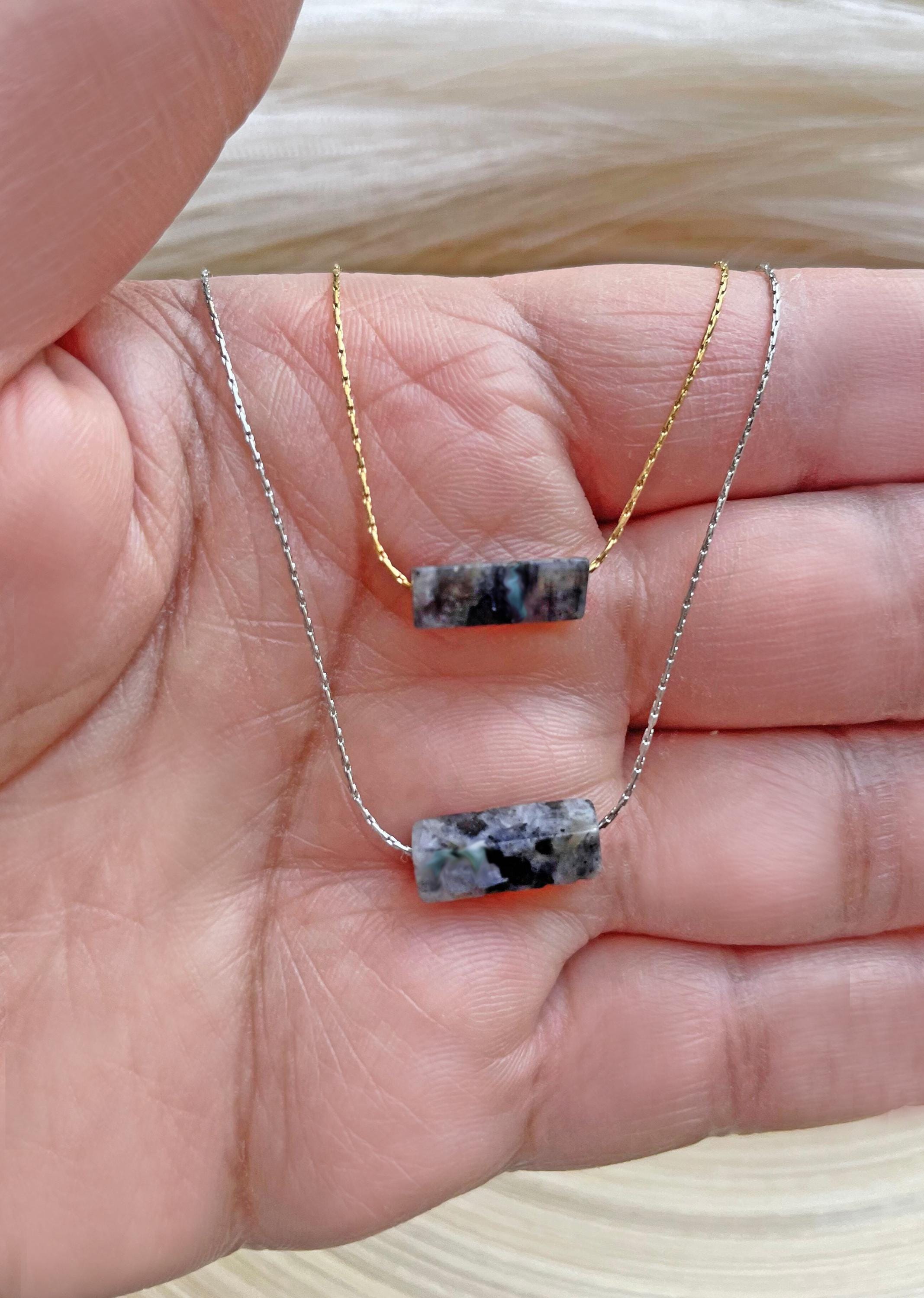 Genuine Larvikite Necklace, Larvikite Stone  Pendant