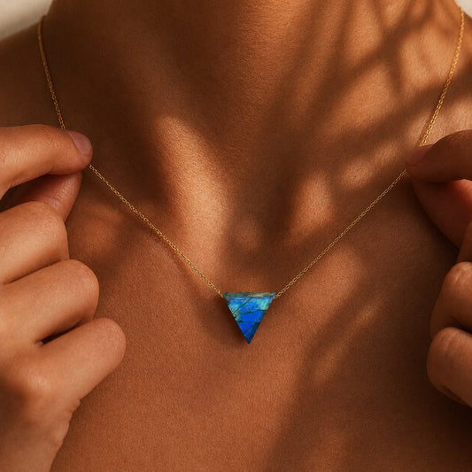 Labradorite Triangular Pendant Necklace