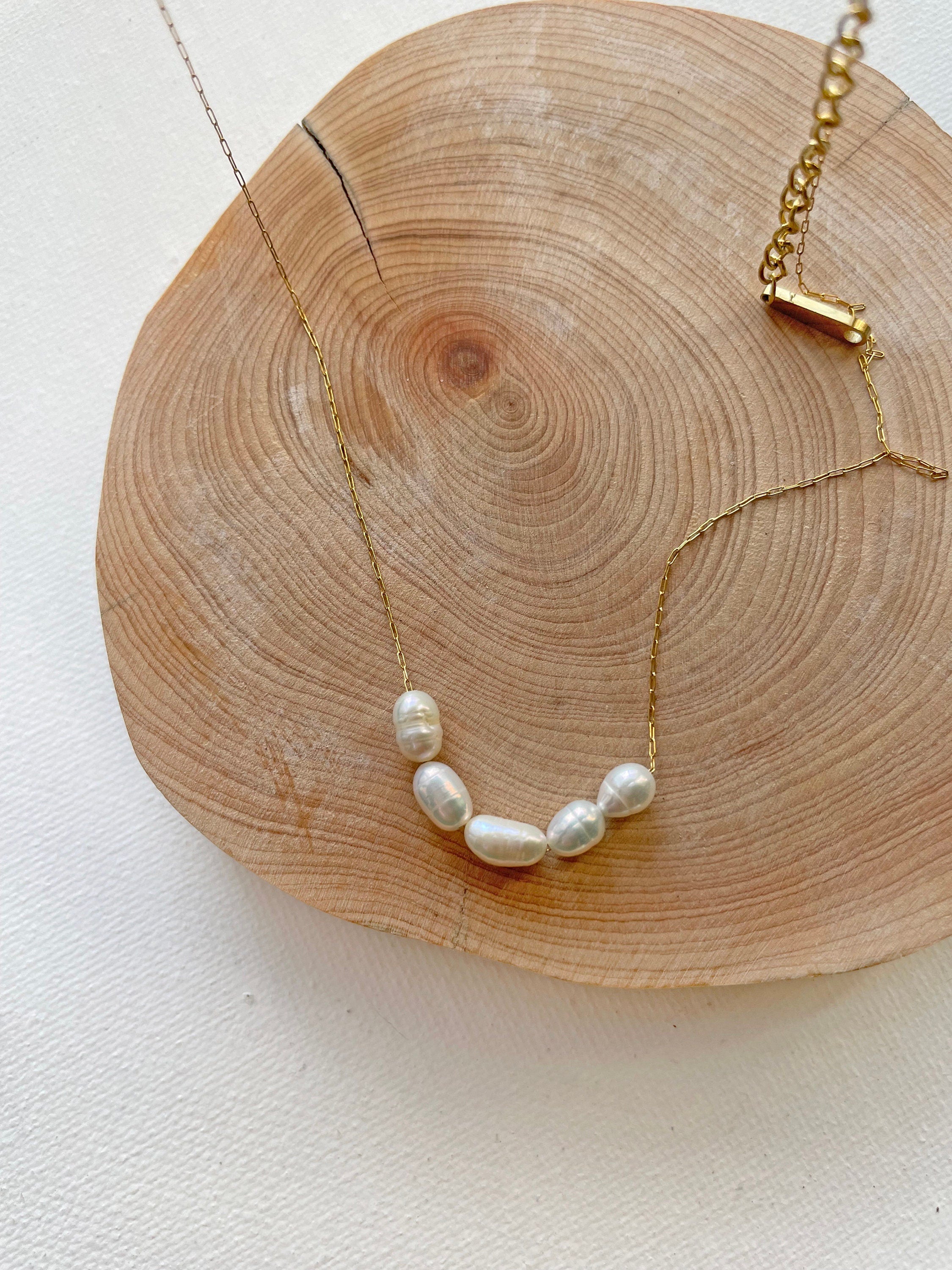 Dainty Pearl Necklace ~ Baroque Pearl Gold Necklace