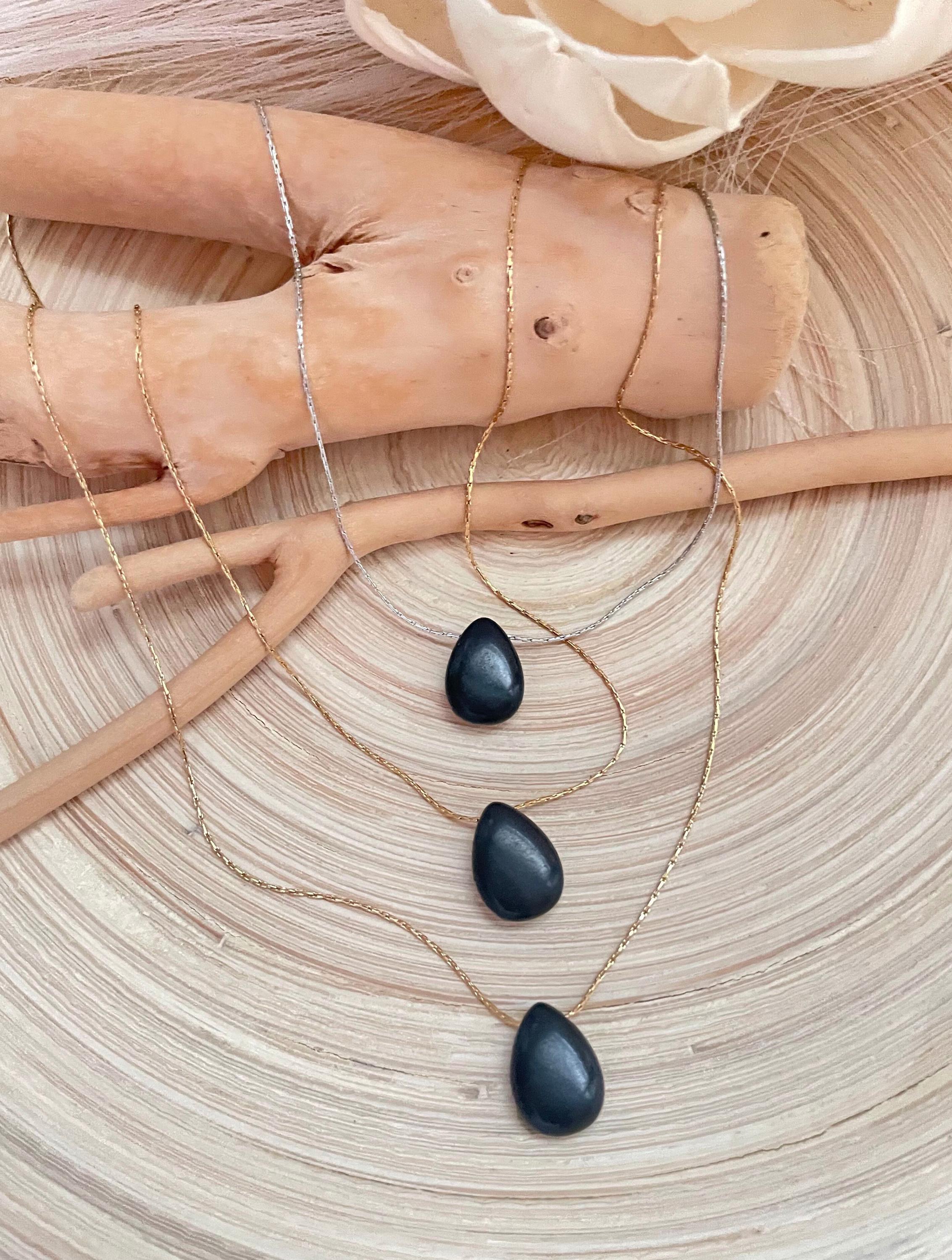 Onyx Teardrop Pendant Necklace