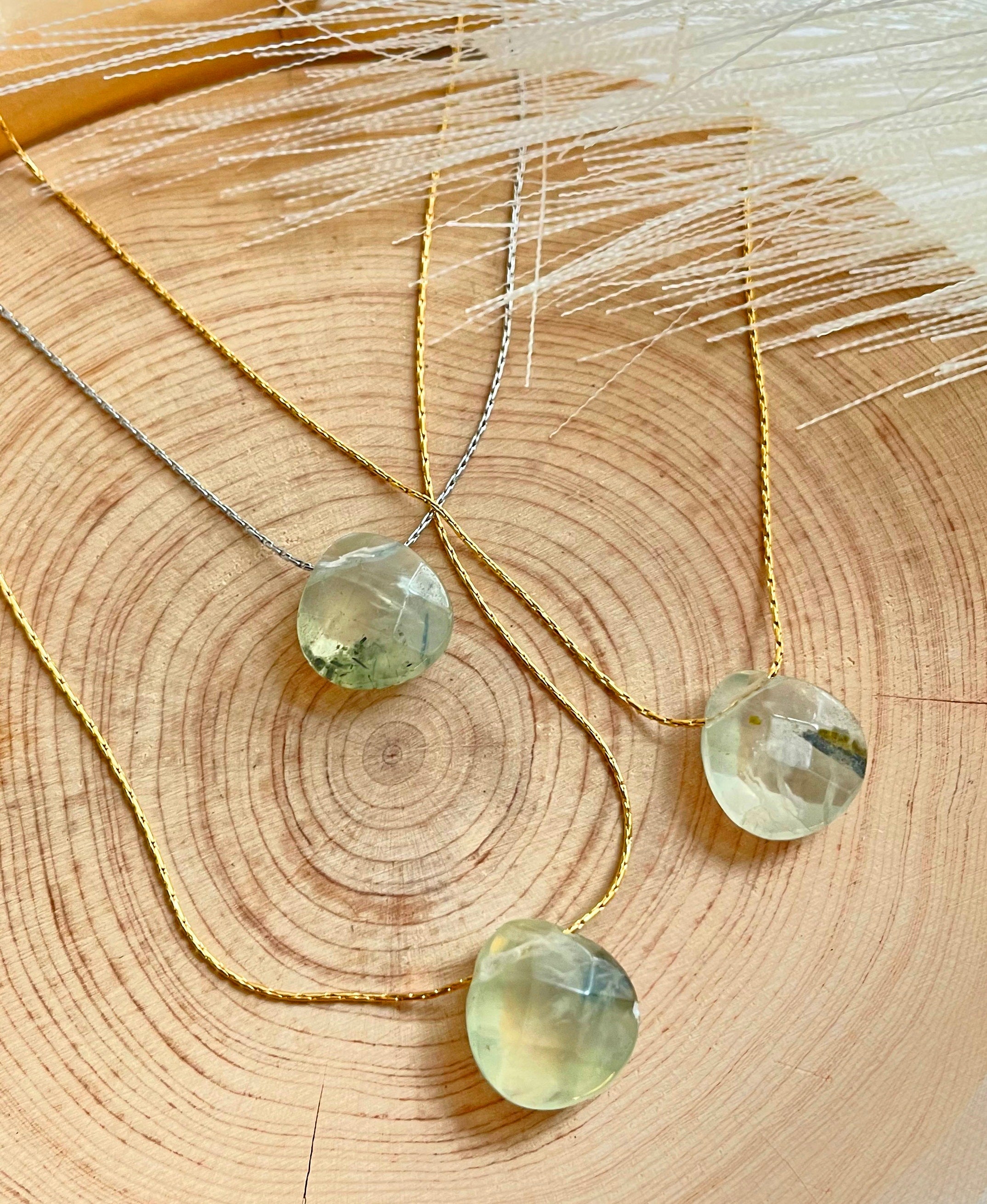 Prehnite Crystal Teardrop Necklace