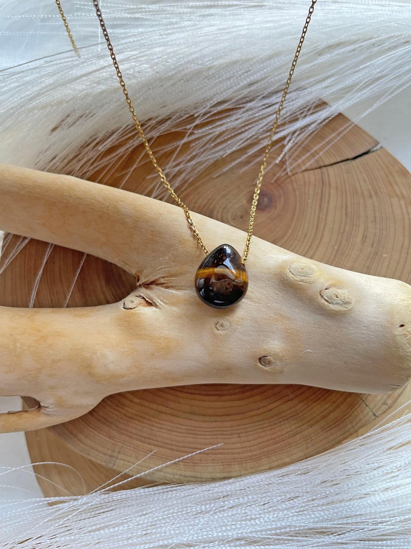 Tigers Eye Teardrop Necklace