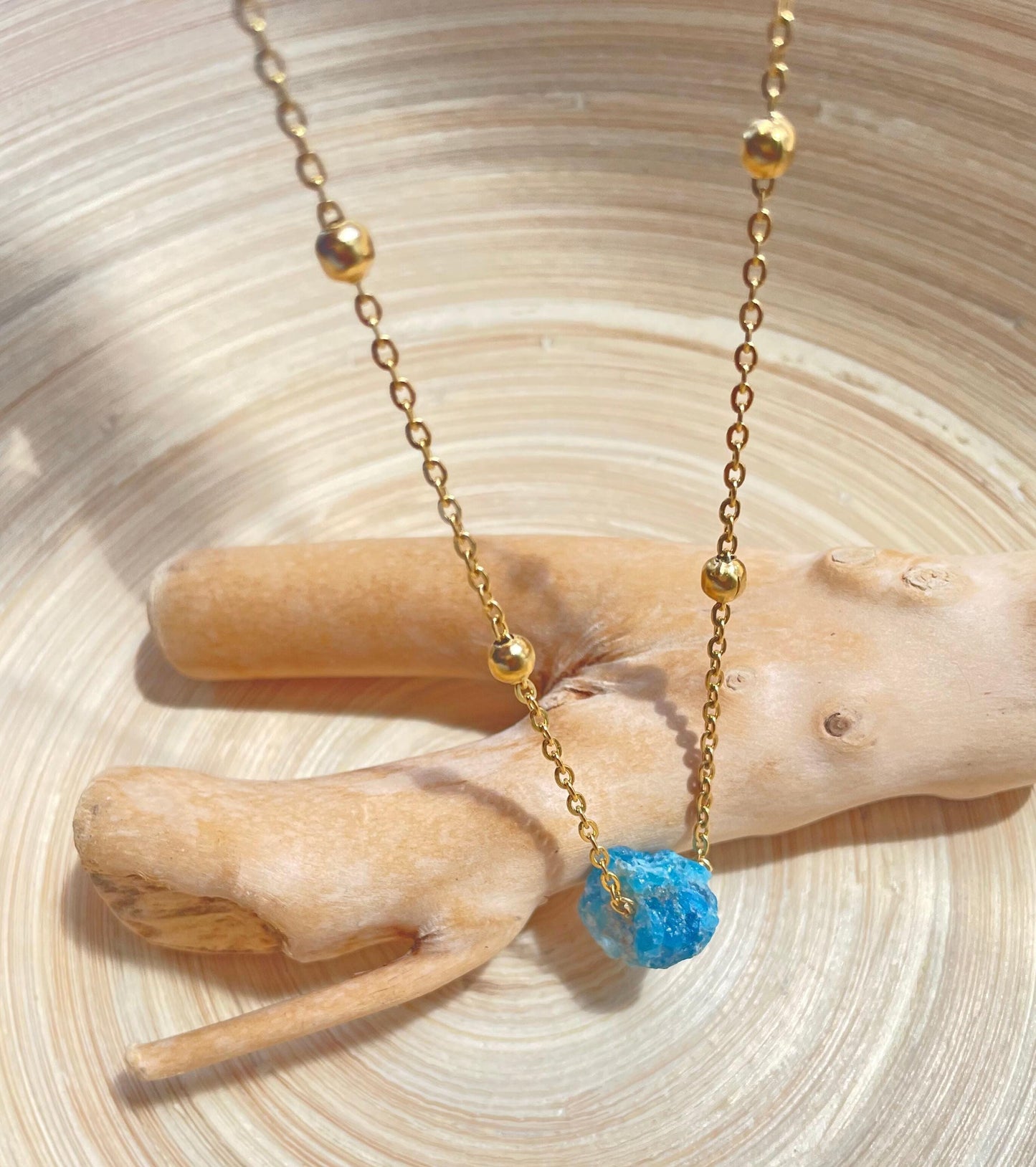 apatite necklace rough stone gold chain 