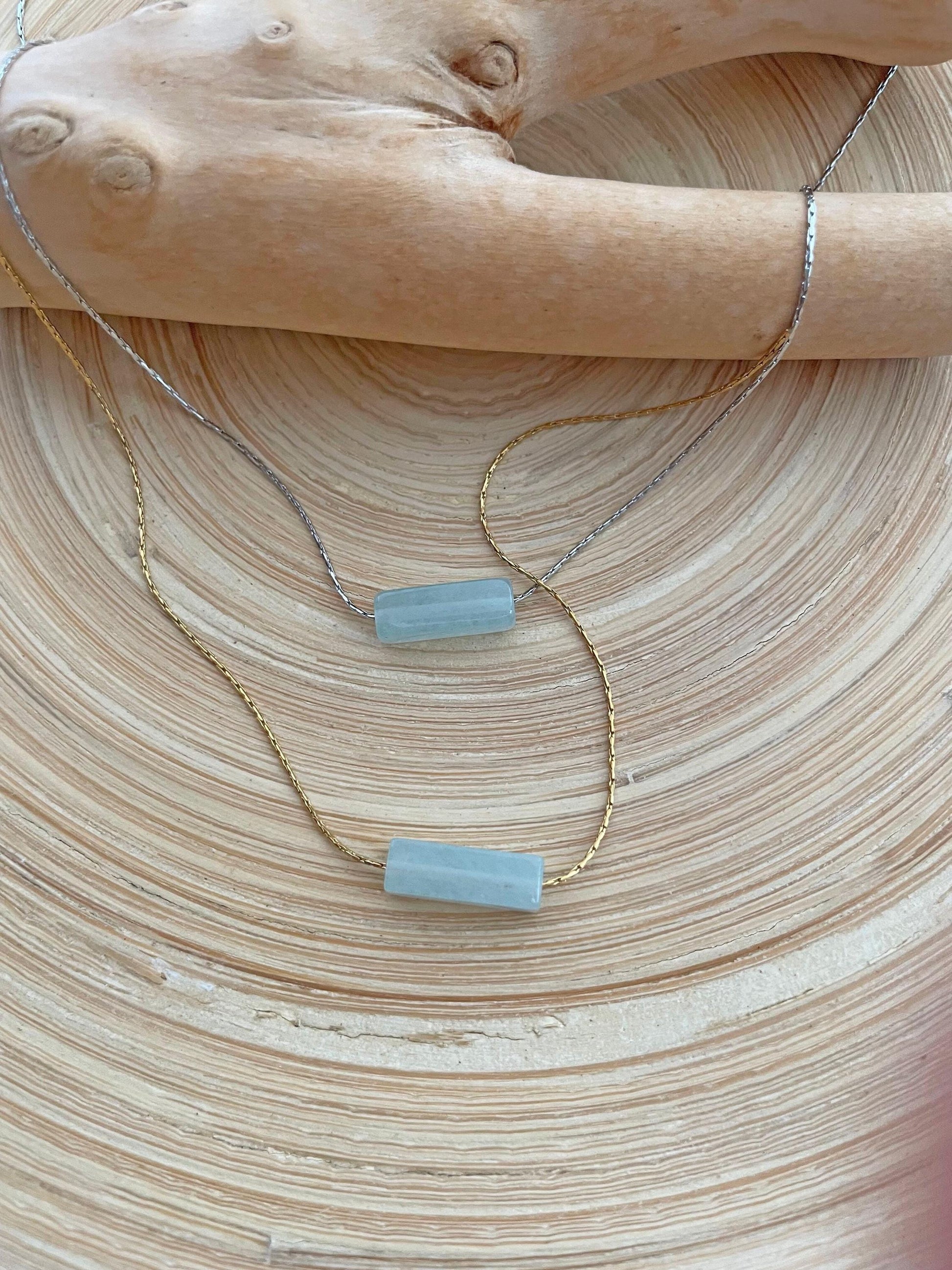 aquamarine tiny bar necklace- fift for woman december birthstone
