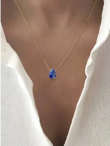 Sodalite Tear Drop Necklace~ Minimalist