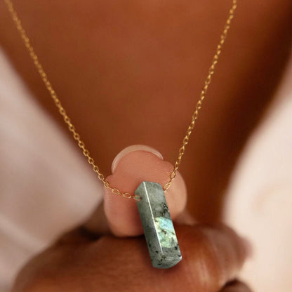 Labradorite Pendant Bar Necklace
