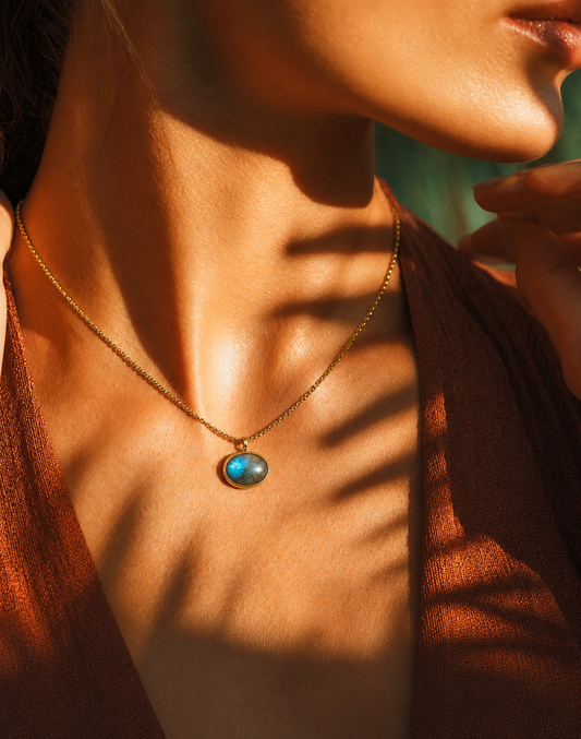 Labradorite Pendant Gold Necklace