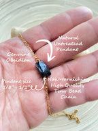 Raw Obsidian Stone Necklace