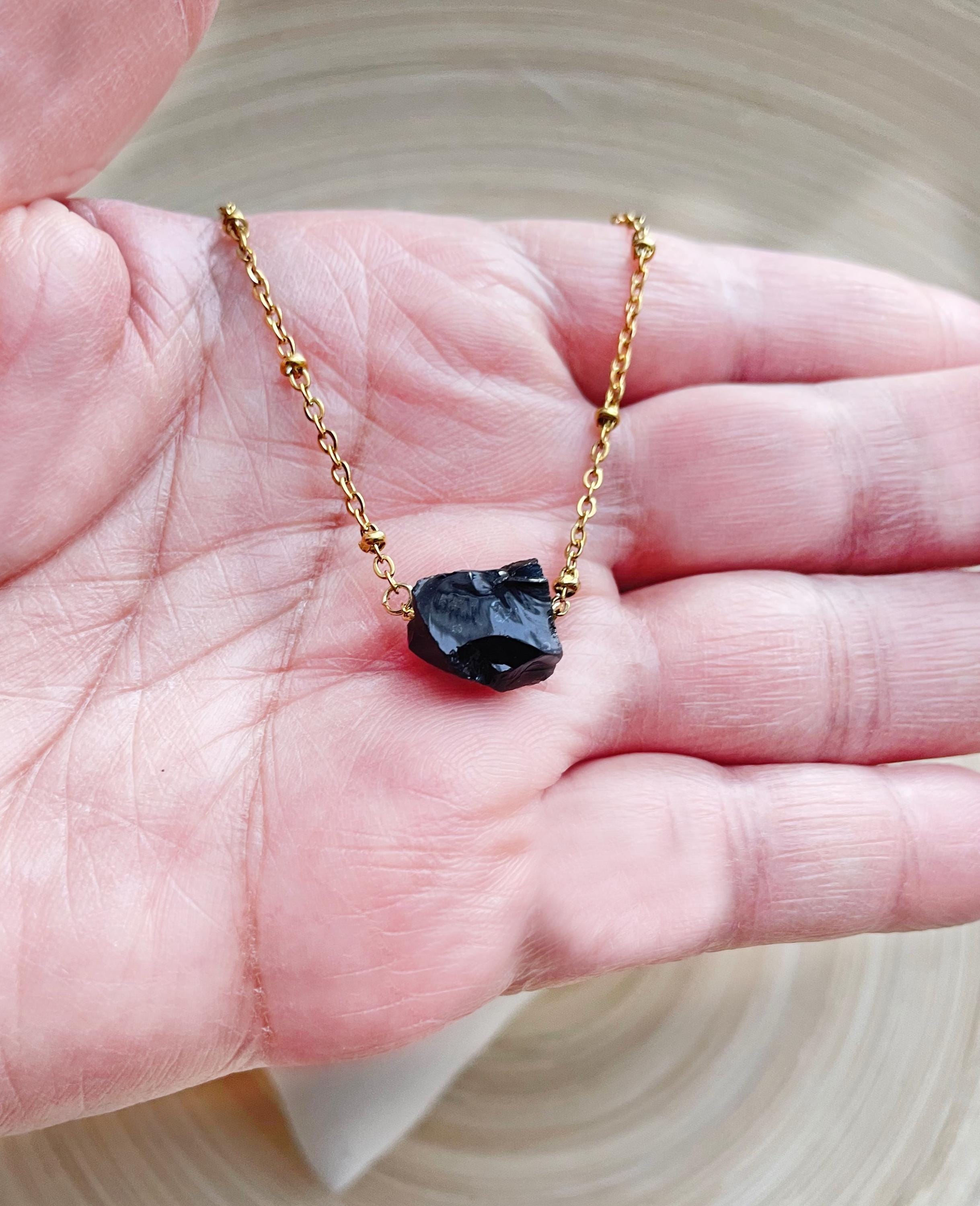 Raw Obsidian Stone Necklace