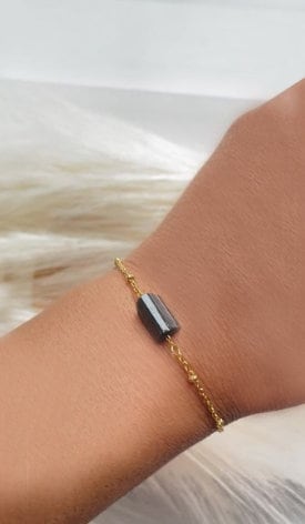 Black Tourmaline Bracelet Raw Crystal , Genuine Black Tourmaline adjustable Bracelet, Black Tourmaline Protection Stone