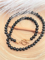 Obsidian Bead Toggle Clasp Necklace