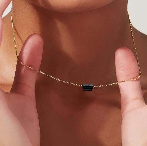 Black Tourmaline - Raw Crystal Necklace