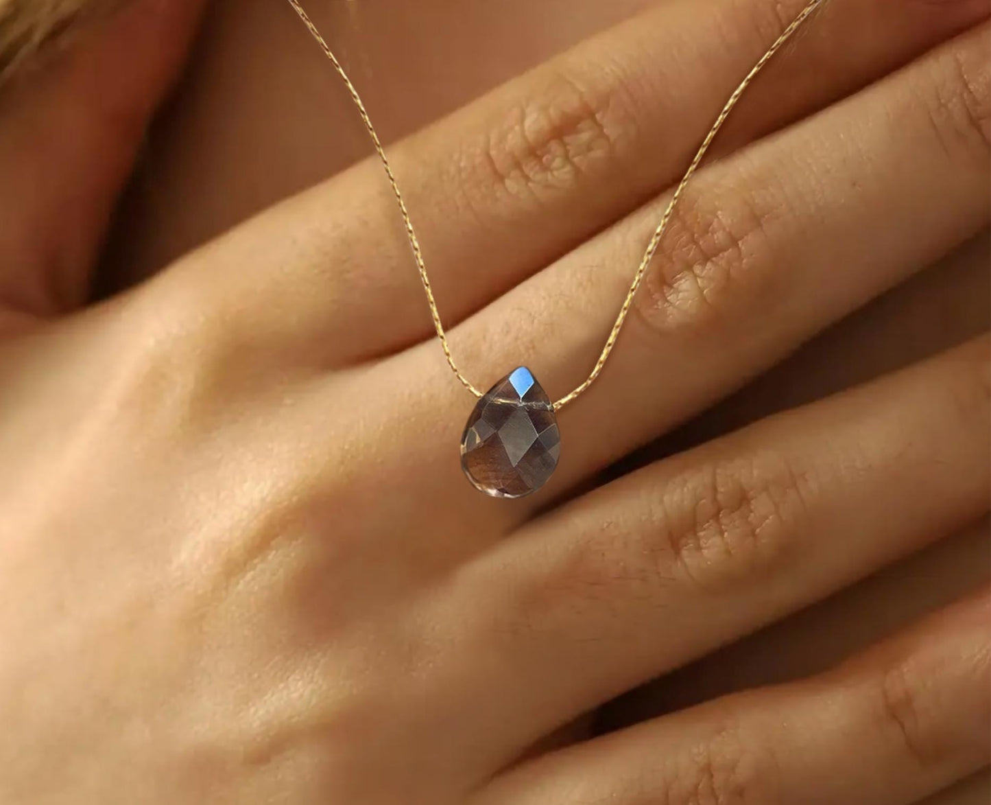 Genuine Smoky Crystal Necklace,  Smoky Crystal Tear Drop  Pendant, Healing Necklace, Birthstone, Gemstone Necklace, Gift for Mom