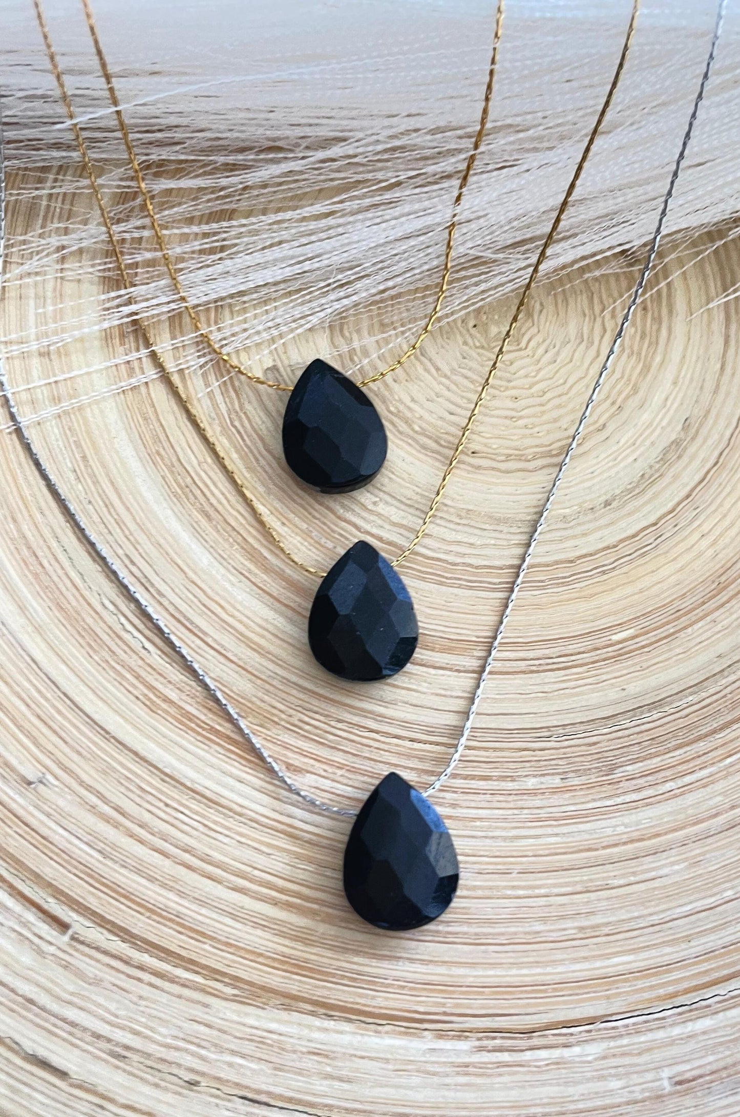Black Spinel Teardrop Necklace