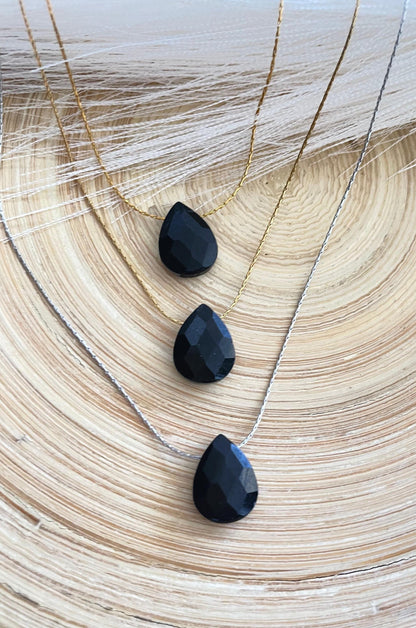 Black Spinel Teardrop Necklace