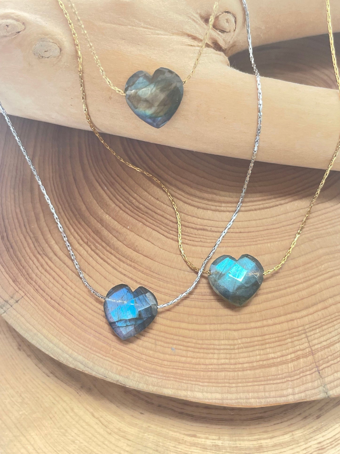 Labradorite Minimalist Crystal Heart Necklace 1