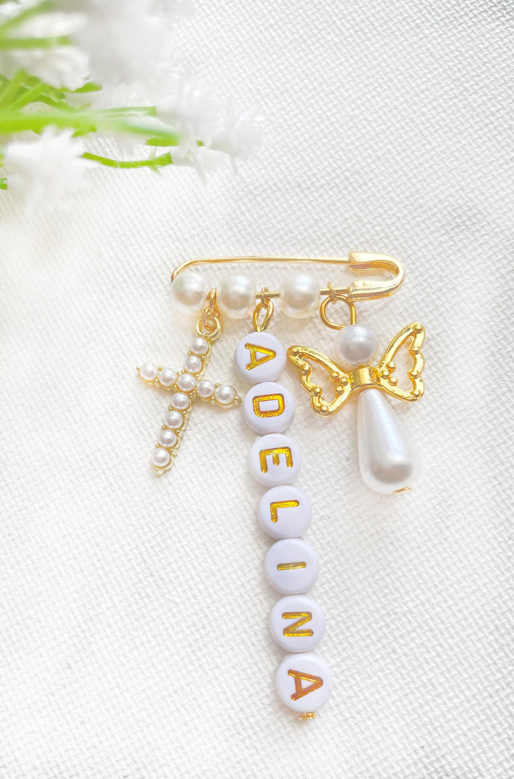Personalized  Gold Baby Pin~Baptism Pin