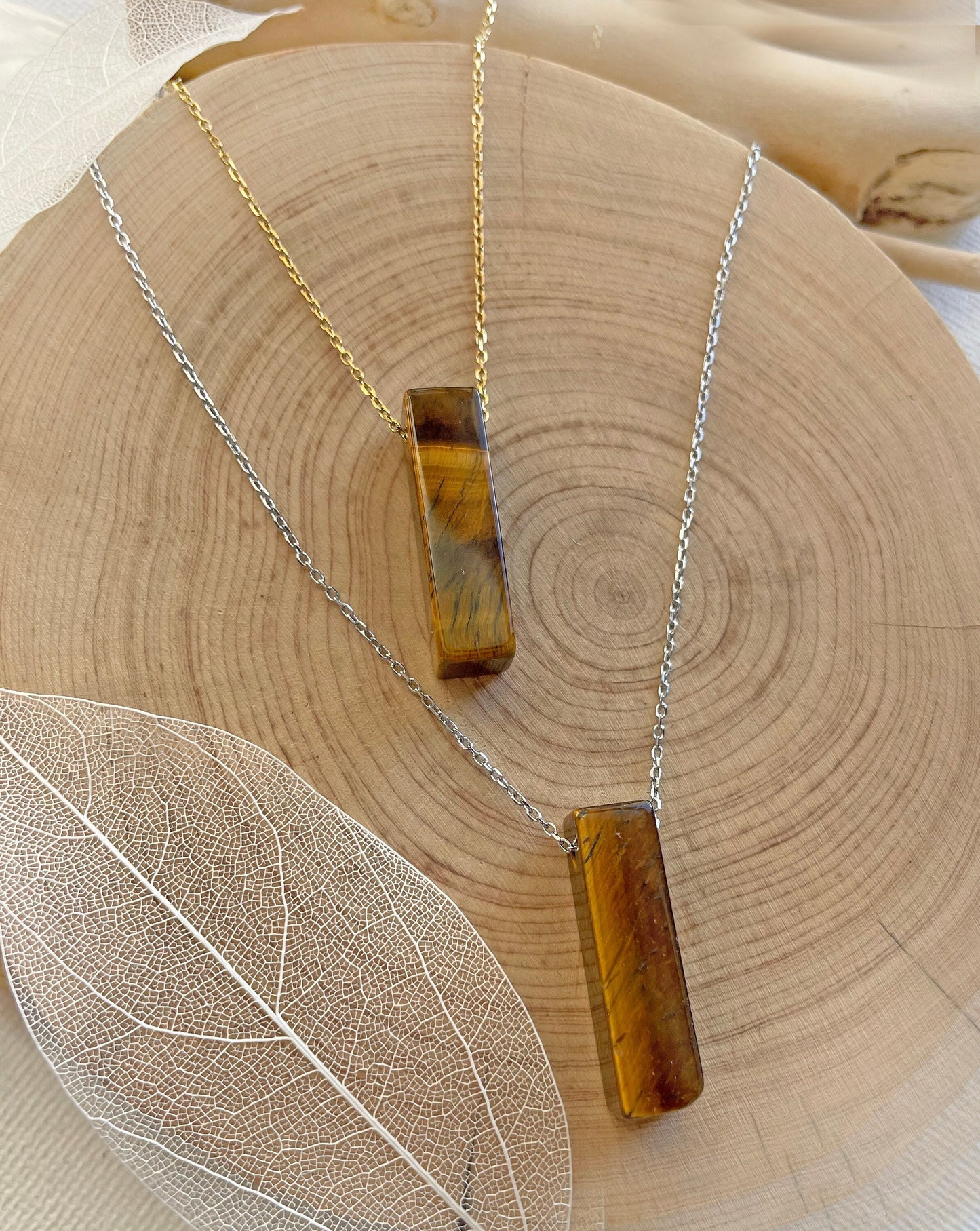 Tigers Eye Bar Minimalist Necklace