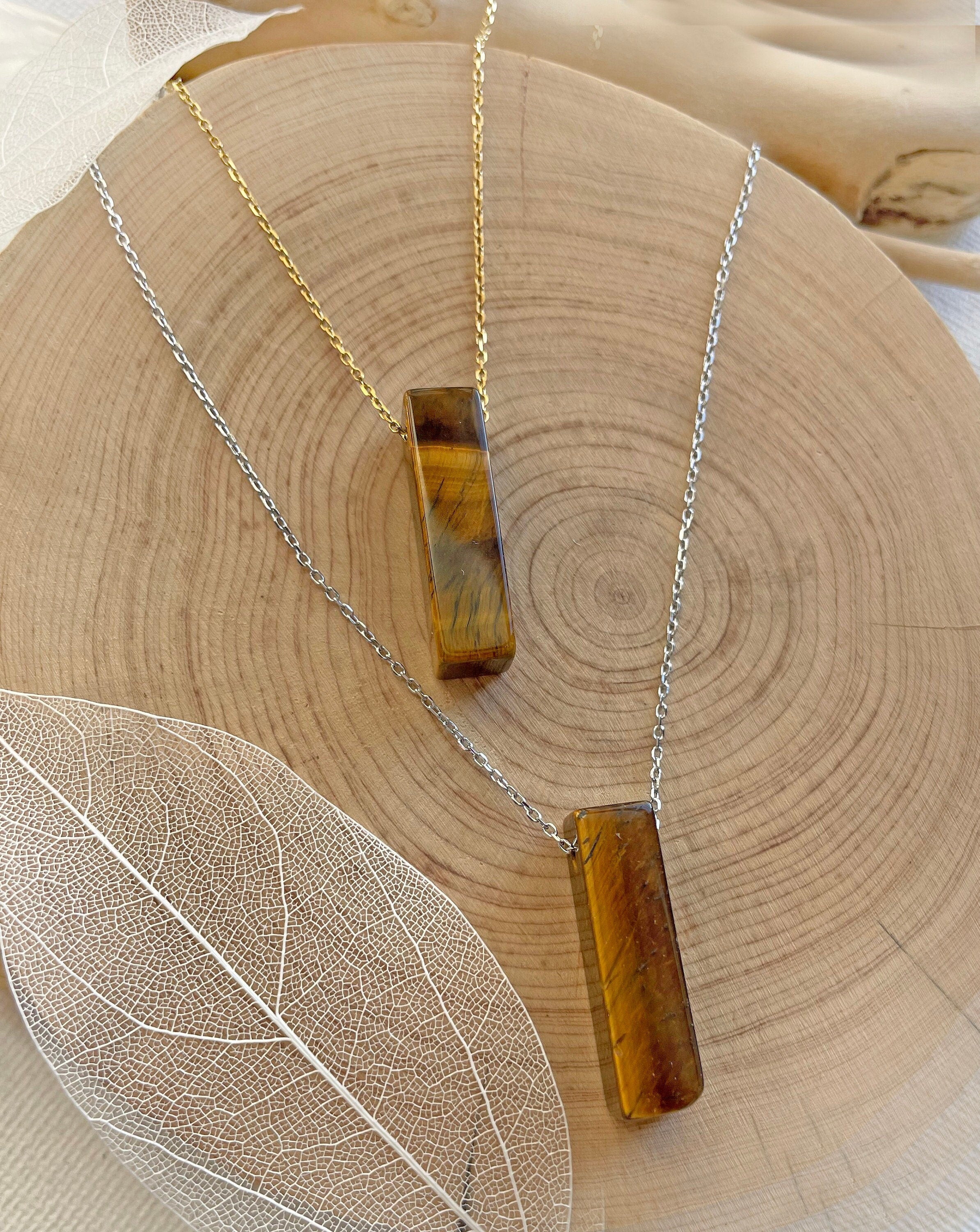 Tigers Eye Bar Minimalist Necklace