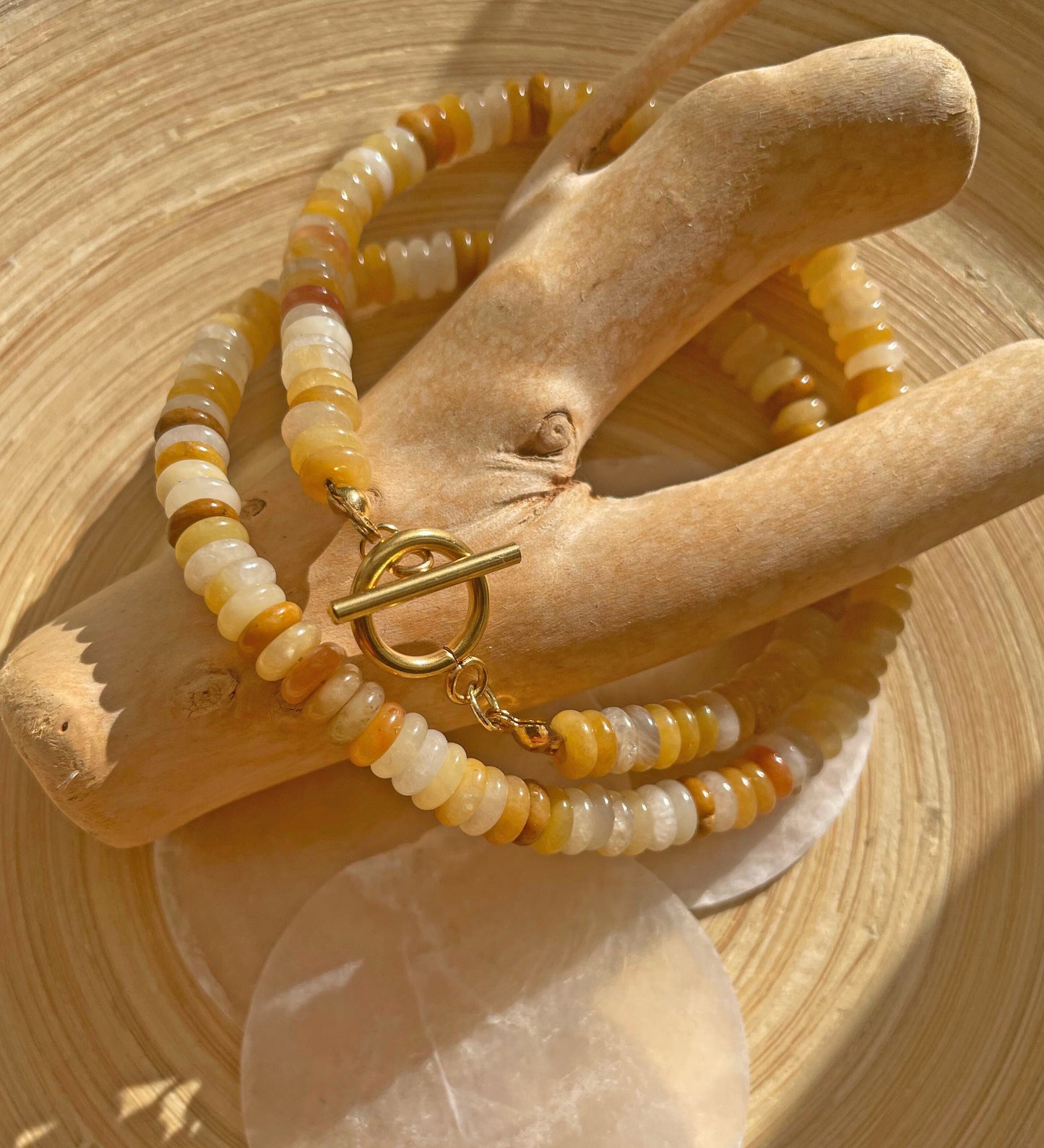 citrine beaded toggle clasp necklace