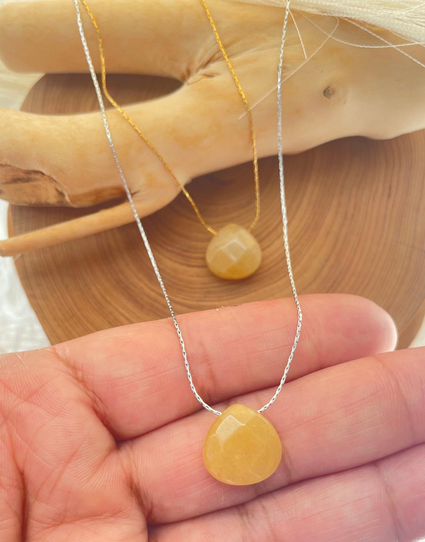 citrine necklace teadrop pendant 