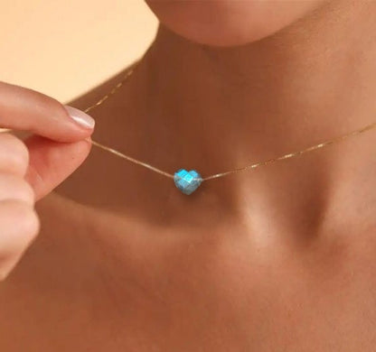 Labradorite Minimalist Crystal Heart Necklace 1