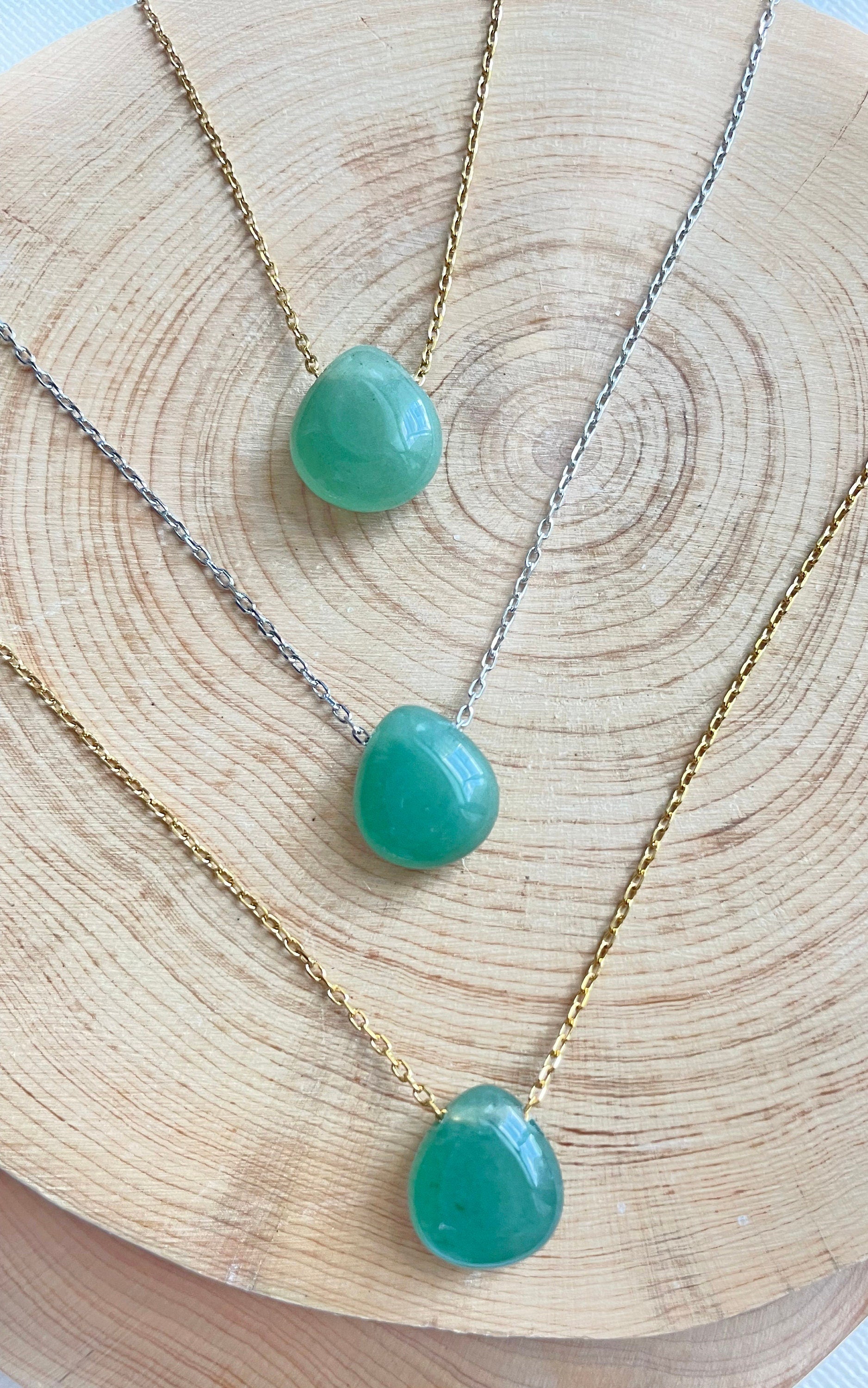Jade Crystal Pendant Necklace, Minimalist Dainty Jade Necklace, Green Gemstone Necklace , Jade Jewelry Gift for Women