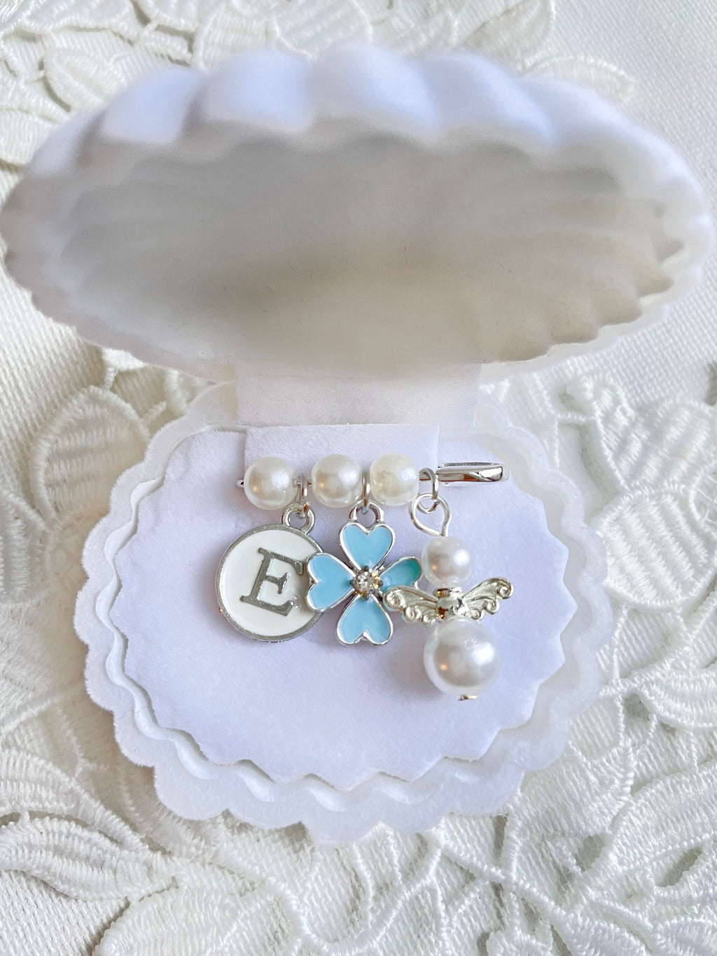 Personalized Silver Baby Pearl Pin ~Shell Giftbox ~