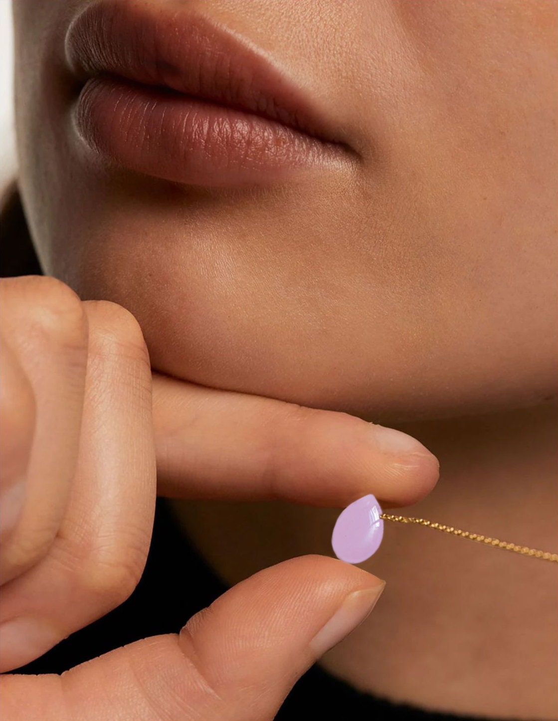 Rose  Quartz Teardrop Minimalist Necklace