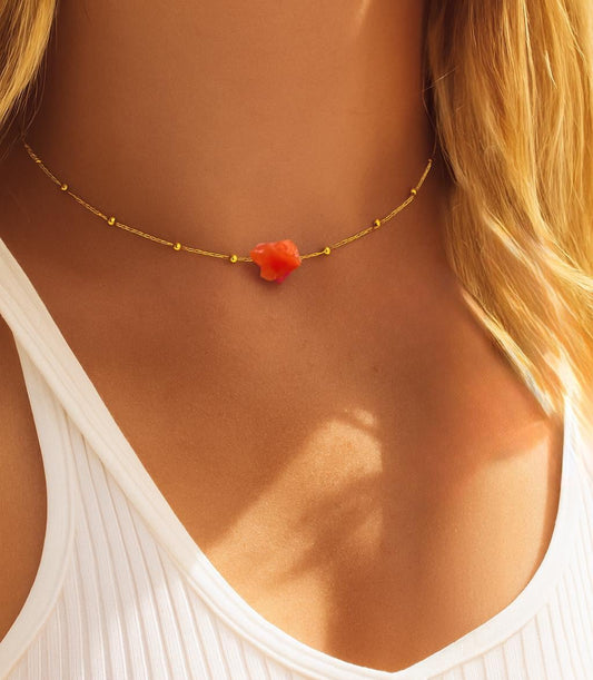 Carnelian Raw Stone Necklace