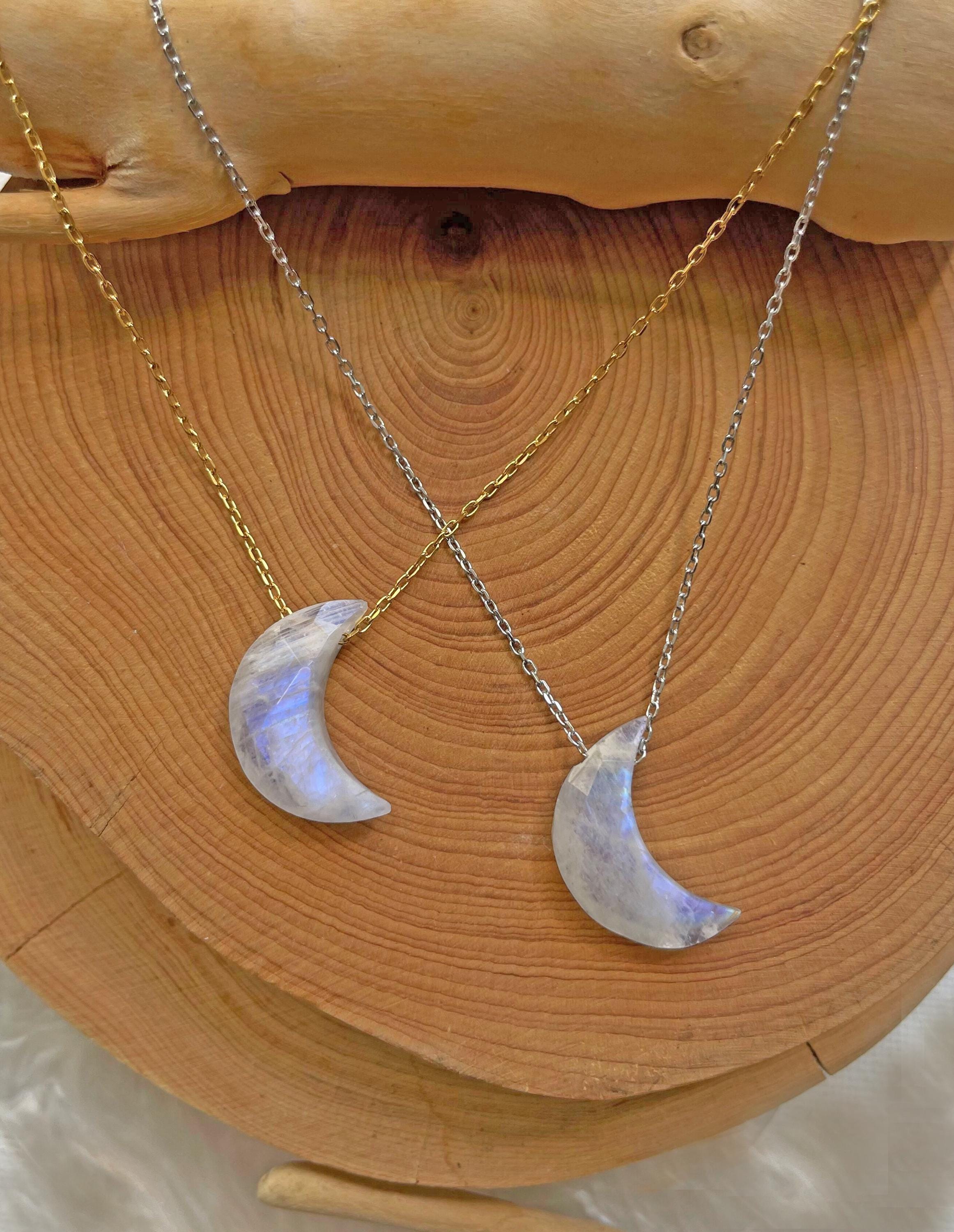 Moonstone Moon Pendant Necklace
