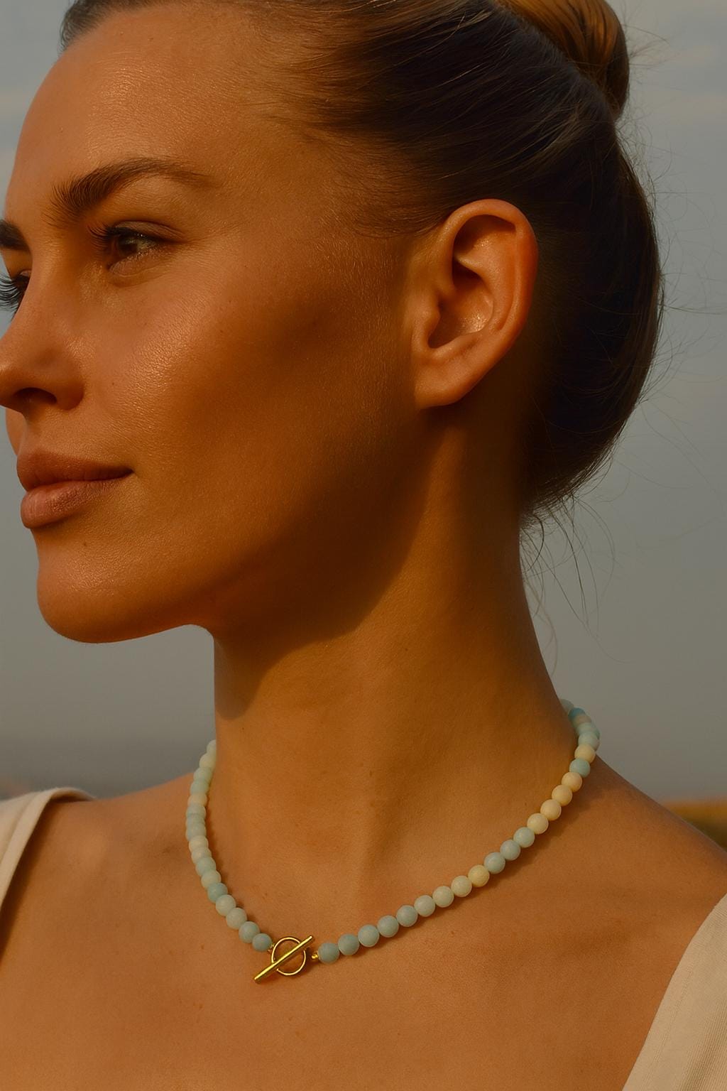 Amazonite Beaded Necklace~ Toggle clasp