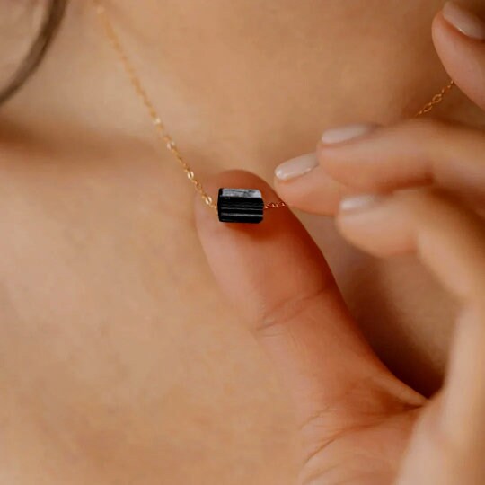 Black Tourmaline - Raw Crystal Necklace
