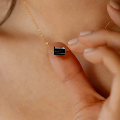 Black Tourmaline - Raw Crystal Necklace