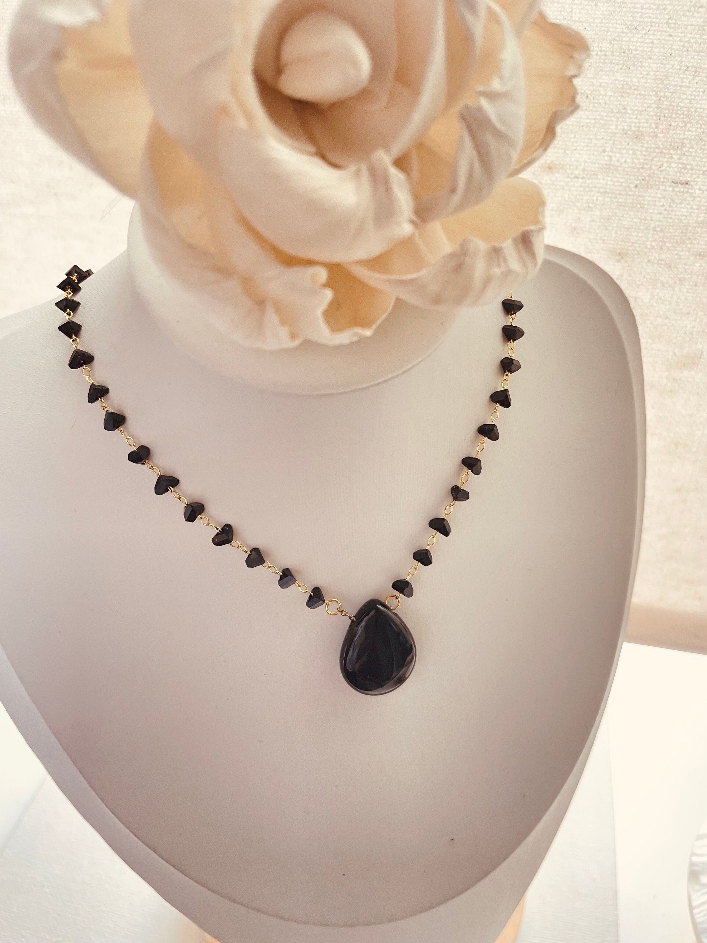 Obsidian Large Tear Drop Necklace