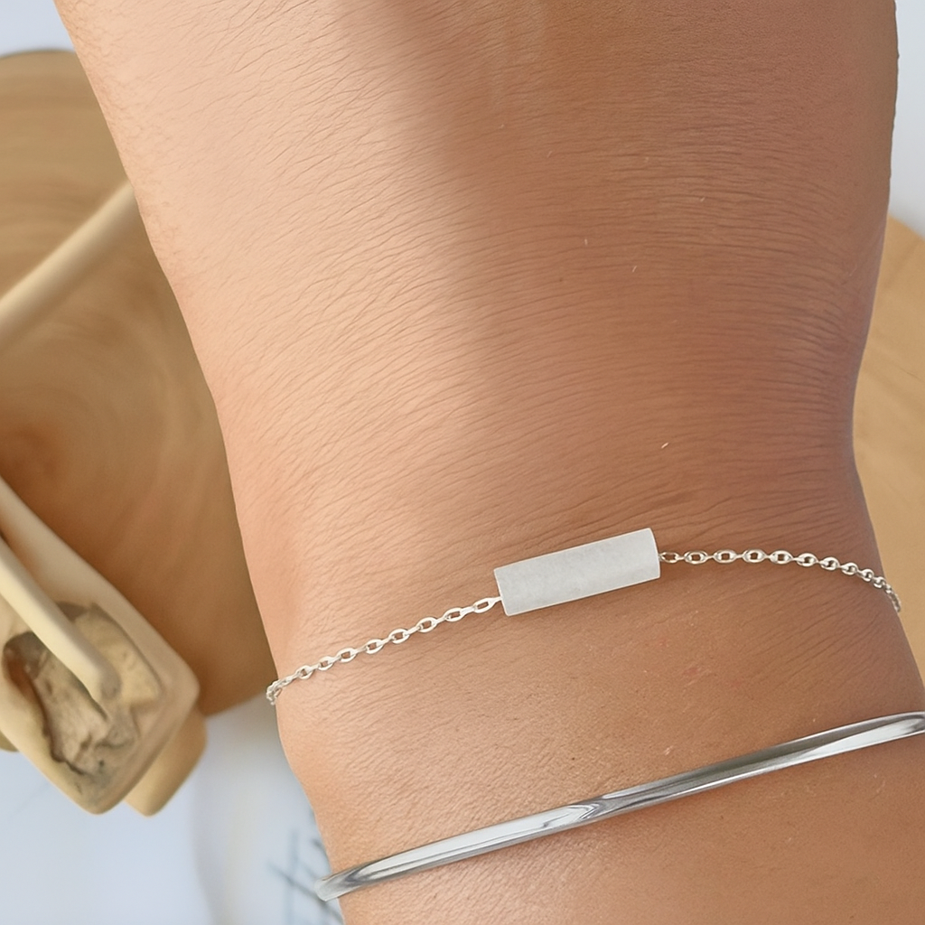 Selenite Minimalist Bracelet,  Crystal Jewelry 14K Gold Plated, Gemstone Jewelry for Her, Selenite Dainty Bracelet , Crystal Bracelet