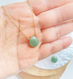 Jade Crystal Pendant Necklace, Minimalist Dainty Jade Necklace, Green Gemstone Necklace , Jade Jewelry Gift for Women