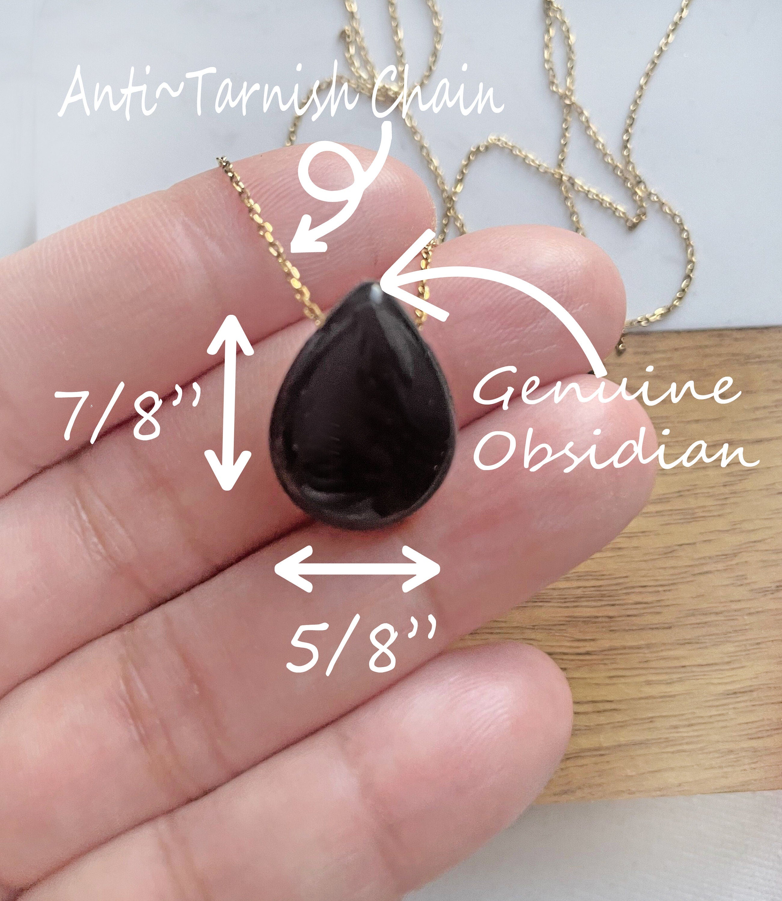Obsidian Tear Drop Pendant Necklace