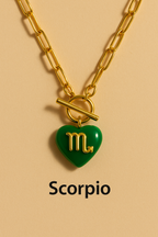 Personalized Zodiac Initial Heart  ~ Jade  Necklace