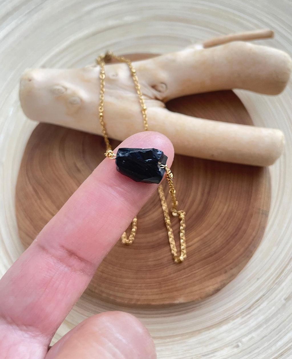 Raw Obsidian Stone Necklace