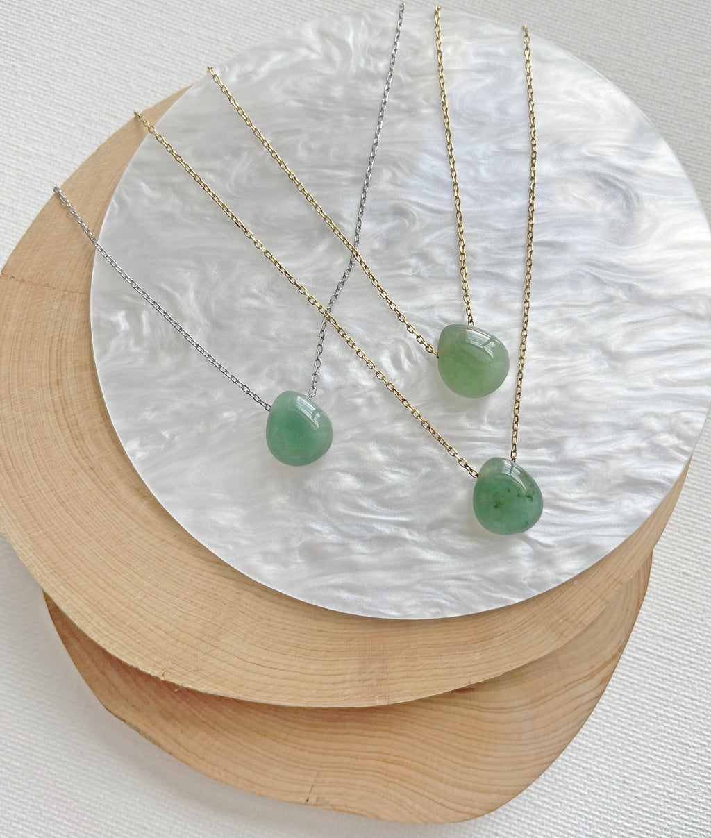 Jade Crystal Pendant Necklace, Minimalist Dainty Jade Necklace, Green Gemstone Necklace , Jade Jewelry Gift for Women