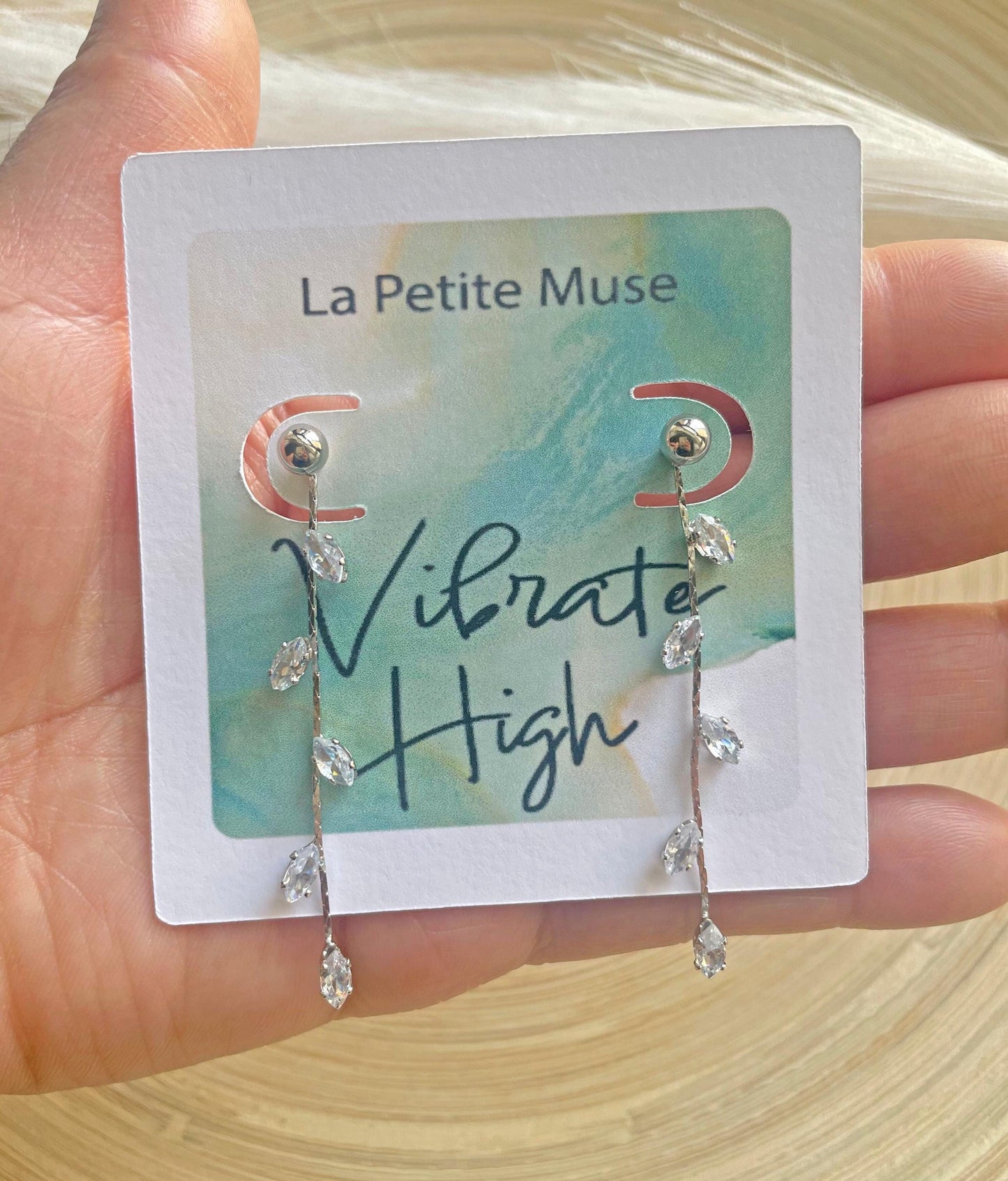 Leaf Vine Diamond CZ Dangle Earrings