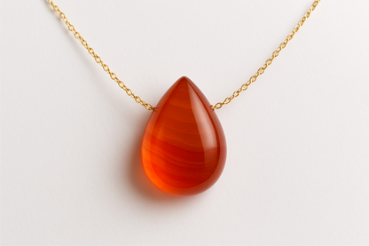Carnelian Minimalist Teardrop Necklace