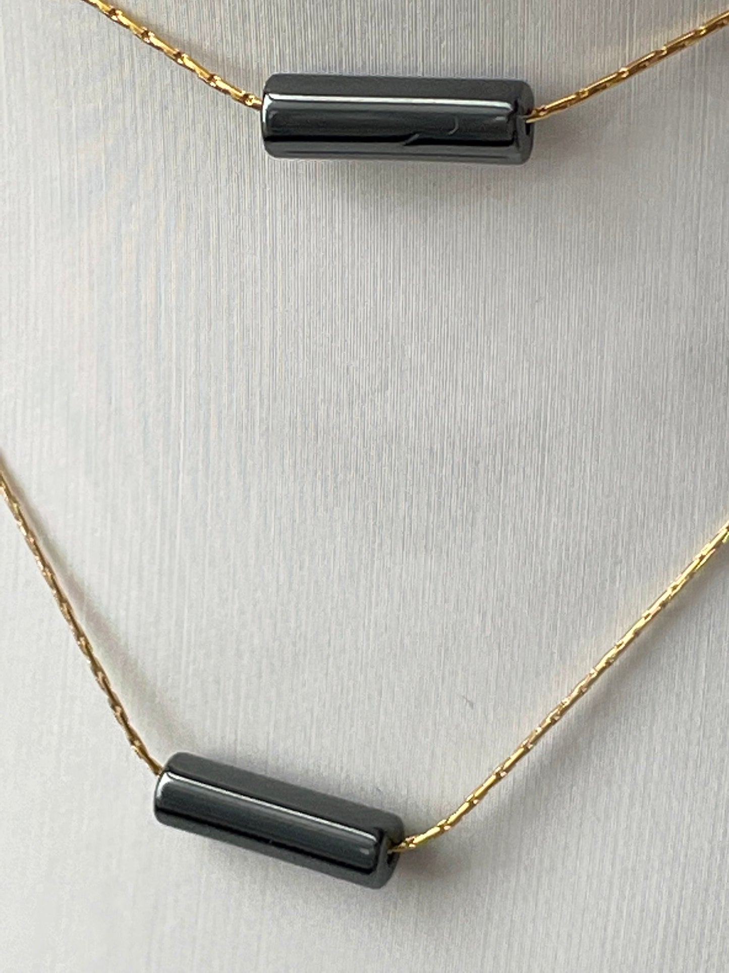 Minimalist Hematite Pendant Necklace, Dainty Hematite Necklace, Minimalist Necklace Gift for Women