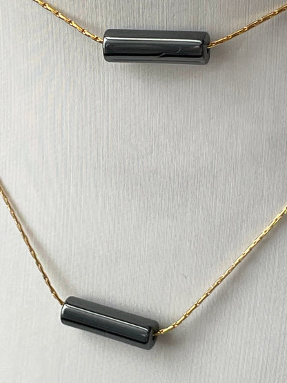 Minimalist Hematite Pendant Necklace, Dainty Hematite Necklace, Minimalist Necklace Gift for Women