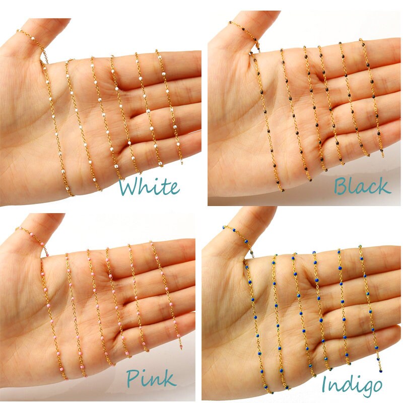 Gold Beaded Slave Bracelet, Dainty Chain Gold Ring Bracelet, Hand Ring Gold Handlet Bracelet, Boho Enamel Bead Hand Salve Bracelet Gift