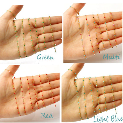 Gold Beaded Slave Bracelet, Dainty Chain Gold Ring Bracelet, Hand Ring Gold Handlet Bracelet, Boho Enamel Bead Hand Salve Bracelet Gift