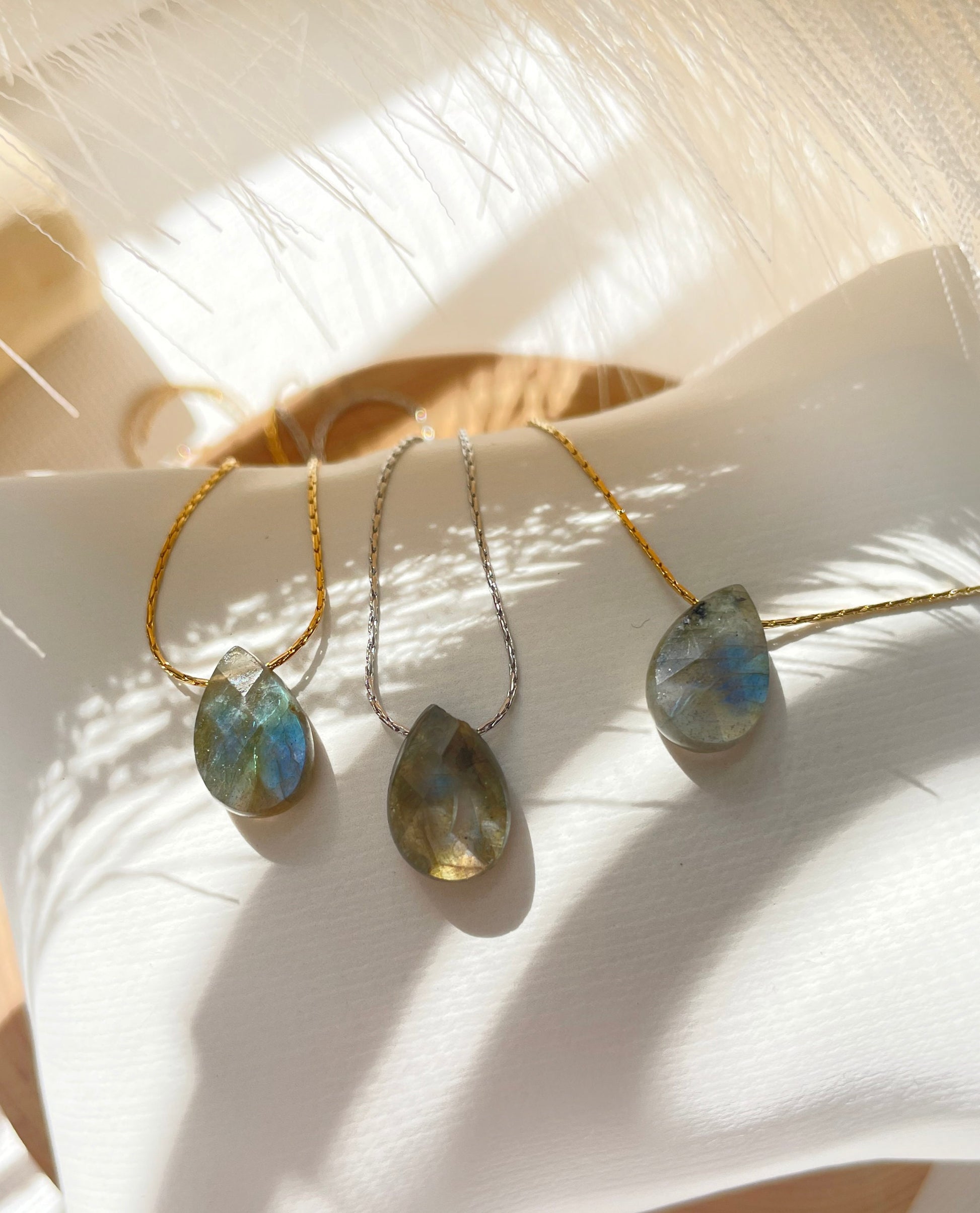 Genuine Labradorite Crystal Necklace , Solitaire Gemstone Pendant Labradorite Necklace, Minimalist Solitaire Floating Necklace