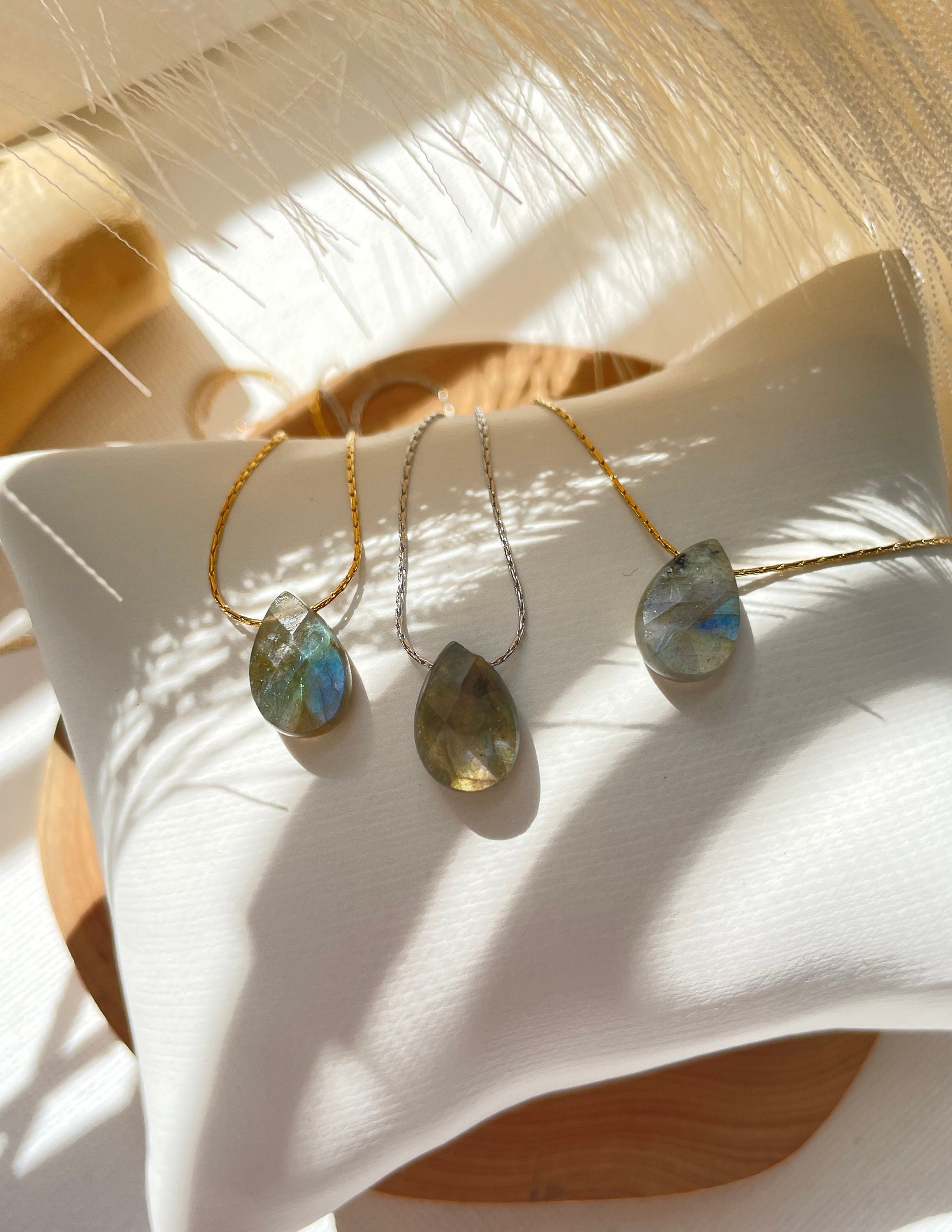 Genuine Labradorite Crystal Necklace , Solitaire Gemstone Pendant Labradorite Necklace, Minimalist Solitaire Floating Necklace