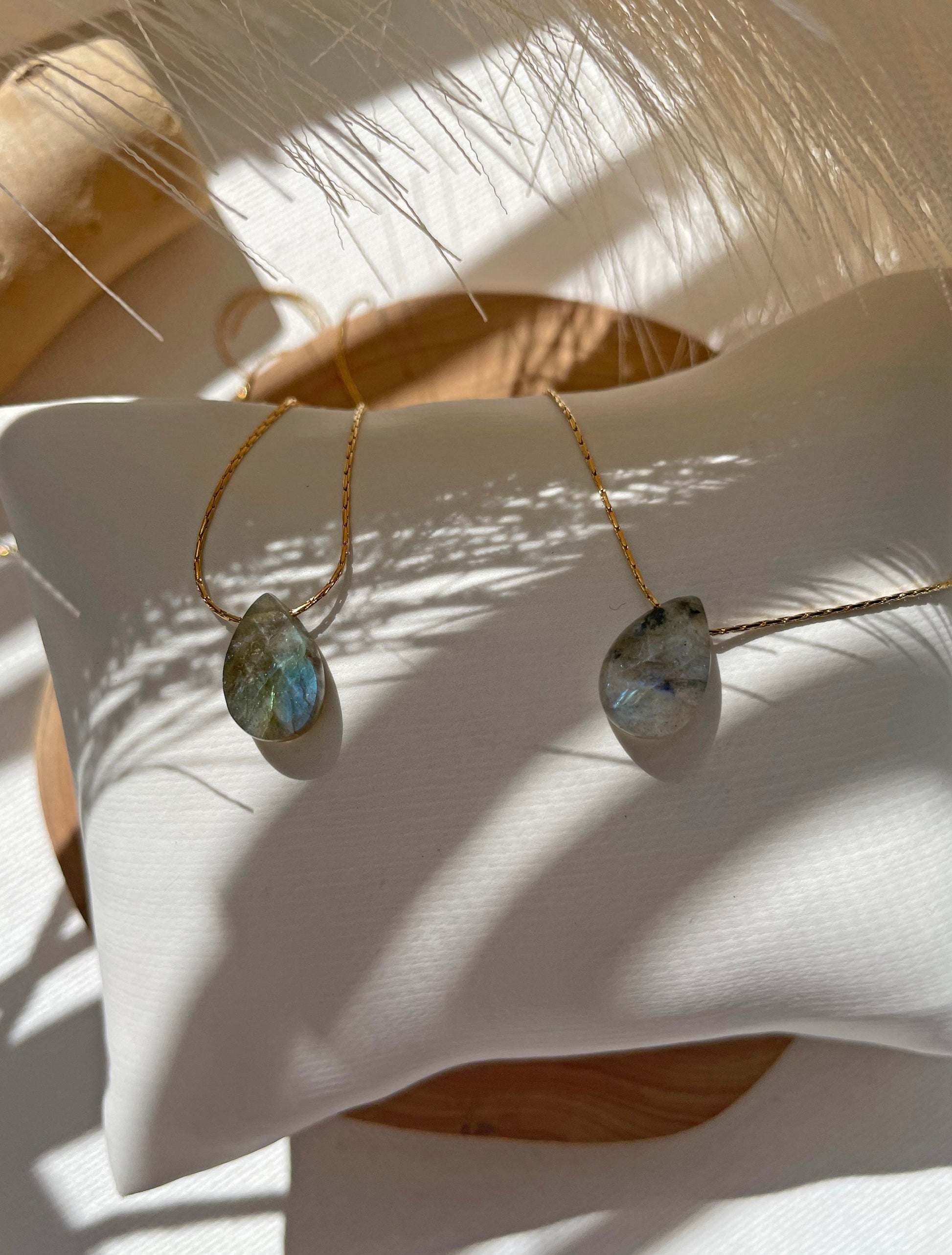 Genuine Labradorite Crystal Necklace , Solitaire Gemstone Pendant Labradorite Necklace, Minimalist Solitaire Floating Necklace